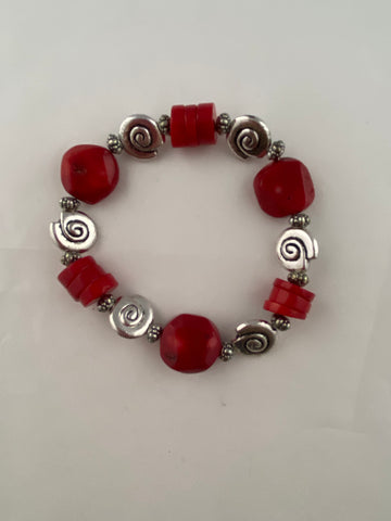 Red Coral Stretchy Bracelet