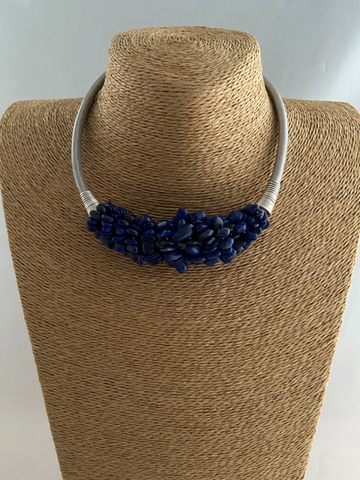 Lapis Lazuli Nugget Twist Necklace
