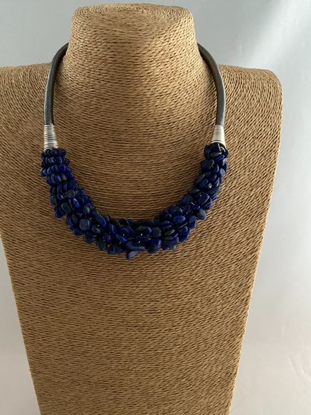 Lapis Lazuli Nugget Twist Necklace
