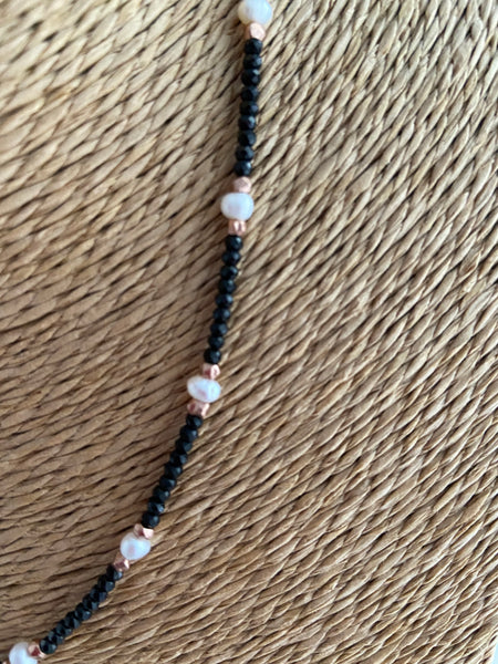Black Spinel and Freshwater Pearls