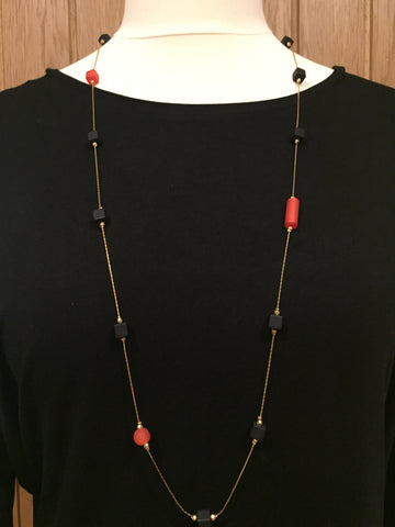 Orange and Black Polaris Long Necklace