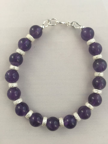 Amethyst and Sterling Silver Stardust Beads