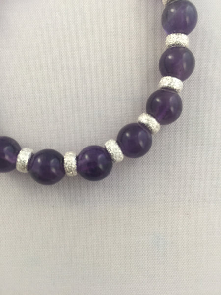 Amethyst and Sterling Silver Stardust Beads