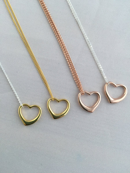 Gold Plated Sterling Silver Heart on Sterling Silver Chain