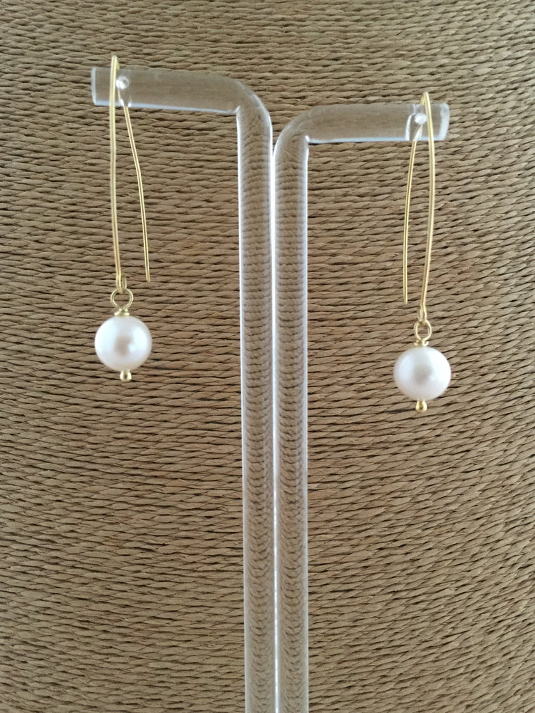 Freshwater Pearls on Long Gold Plated Sterling Silver Wires
