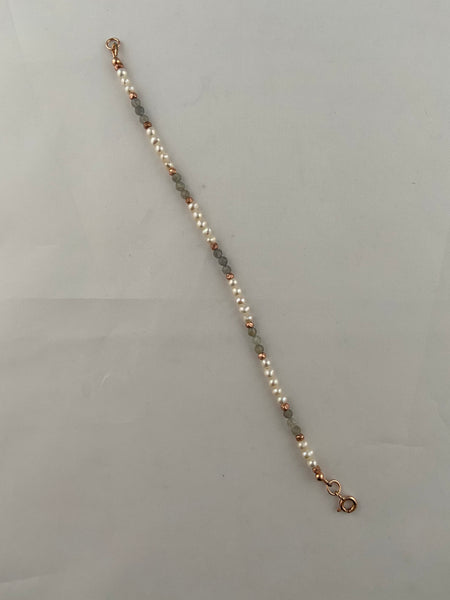 Labradorite and Freshwater Pearl Bracelet