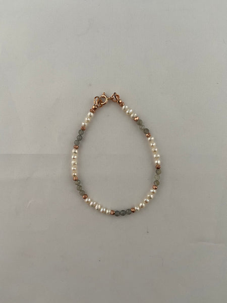 Labradorite and Freshwater Pearl Bracelet