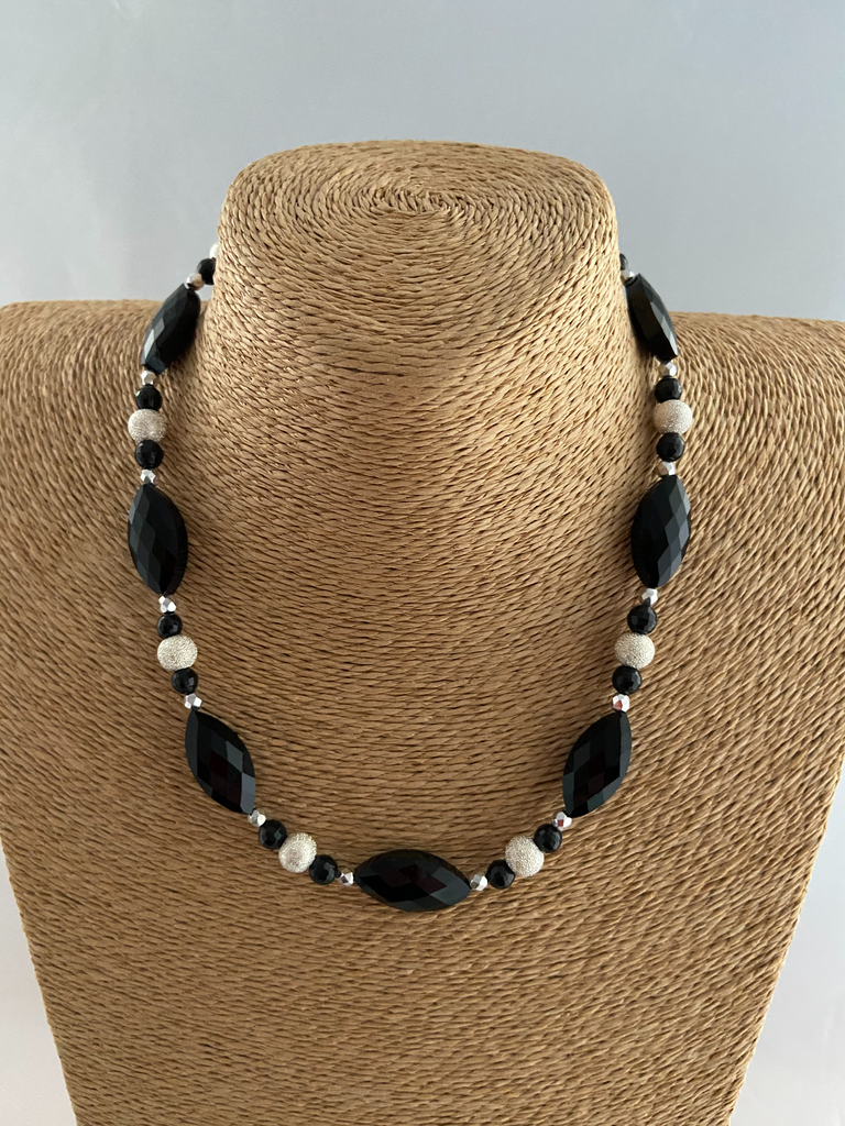 Black Glass Faceted Beads